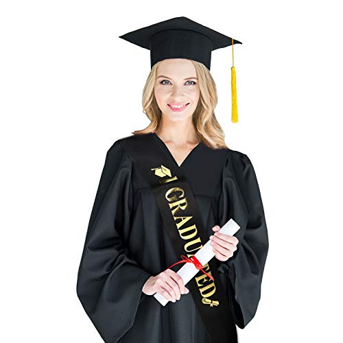 Chuangdi 2026 Graduation Satin Sash Crown Tiara Kit 2026 Graduated Party Decorations Rhinestone Tiara(Black Sash, Gold Crown) by Chuangdi - Used condition - Image 6
