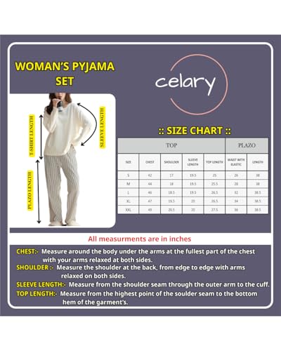 Image of Celary Women's Korean Night Suit Set | Round Neck Full Sleeve Top & Printed Ankle Length Pyjama | Skin-Friendly Fabric Soft Breathable Stretchable Loungewear | M to 2XL