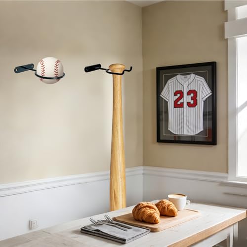 Baseball Bat and Ball Display Wall Mount Set, Metal Bat Holder and Wall Ball Holder for Baseball Storage and Memorabilia Display (Black, Two Sets) by Ticway - Image 4