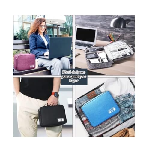 Estojo Organizador Bolsa Para Cabos E Acessórios Eletrônicos (Azul Claro)