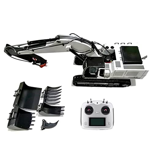 HMNY Hydraulic RC Excavator for Adults, 1:12 Scale 2.4G All-Metal Heavy Remote Control Hydraulic Excavator with Brushless Motor, RC Construction Vehicles with 5 in 1 Accessories (RTR Without Battery)