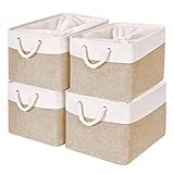 HOdo Home Storage Bins, Fabric Bin with Drawstring Closure and 2 Bold Handles, Collapsible Large Canvas Baskets for Organizing Shelf Nursery Home...