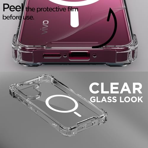 Image of Amazon Basics Back Cover for Vivo V60e 5G / Vivo V60 5G Mag-Safe Shockproof PC + TPU Protective Case Magnetic Support Bumper Case (Transparent Mag-Safe)