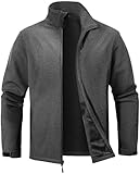 ZITY Men's Softshell Jacket Fleece Lined Lightweight Waterproof Rain Jacket Zip Up Soft Shell Windproof Windbreaker Gray XL