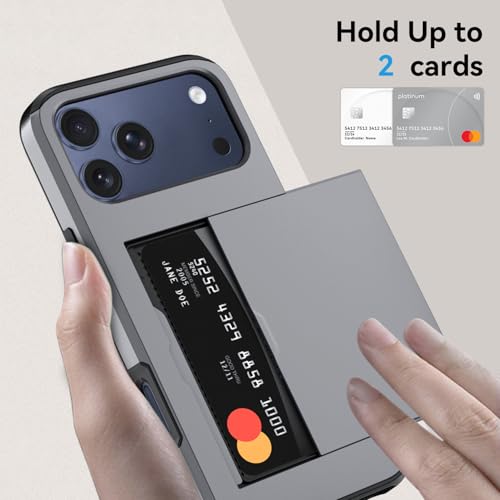 Qinmay Compatible with iPhone 17 Pro Max Case Wallet,Built-in Card Holder, Heavy Duty Protective Dual Layer Shockproof Hidden Card Slot Slim Wallet Phone Cover for iPhone 17 Pro Max，Grey - image 3