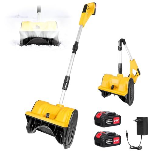 Spazzaneve a batteria da 21 V, spazzaneve elettrico pieghevole, batteria da 1000 W, con batterie da 4,0 Ah e caricabatterie, fino a 15 cm di altezza, larghezza di lavoro, 8 m, canale di espulsione