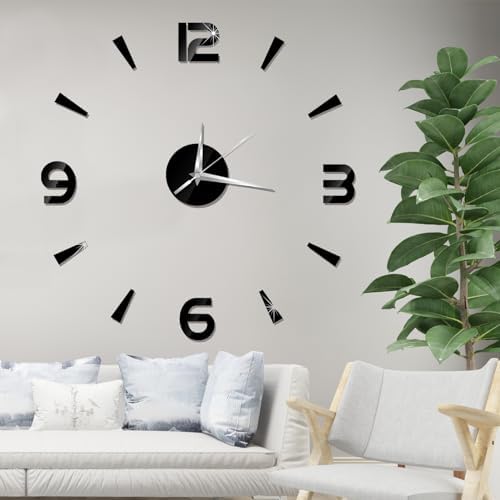 HERCHR 3D Frameless Wall Clocks, Modern Mute Wall Clock DIY Acrylic