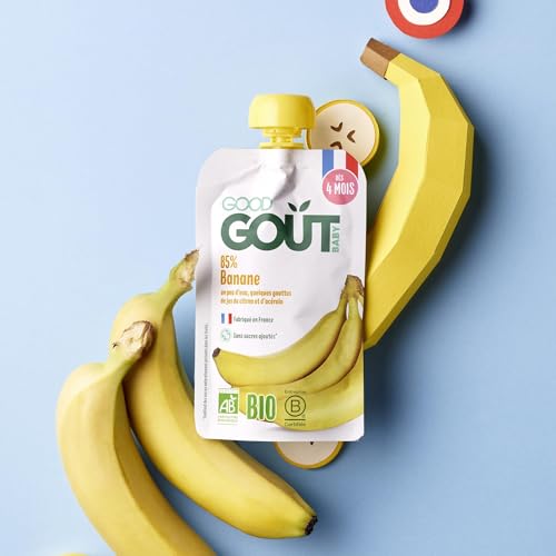 Purée De Fruits À Boire Bébé Dès Banane Sans Sucres Ajoutés Bio Good Gout Les 4 Gourdes De - vue 3