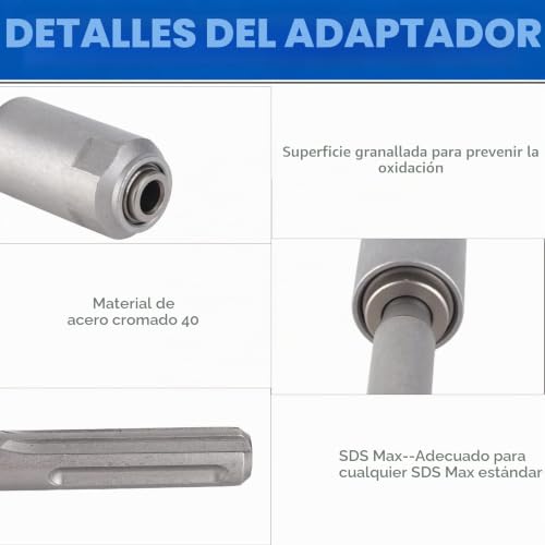 Adaptador SDS Max a SDS Plus para usar brocas pequeñas en reformas del hogar 6
