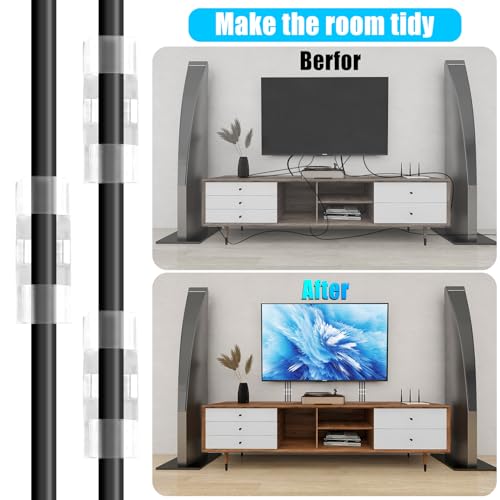 XHF 50pcs Medium Self Adhesive Cable Clips Clear,Wire Clips Cable Management Wire Organizer Cord Holder for Under Desk, Car, Wall, TV PC Ethernet Cable by XHF - Used condition - Image 7