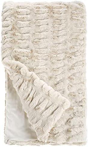 Fabulous-Furs Donna Salyers Couture Mink Faux-Fur Throw Blanket, Soft Blanket, 60x60 in, Ivory Mink