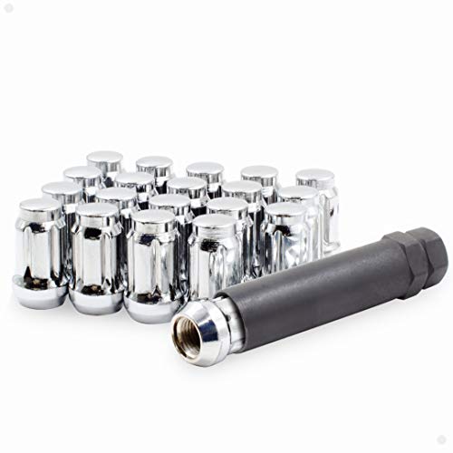 Wheel Accessories Parts Set of 20 Chrome 12x1.75 Lug Nuts 1.38in Long Car Small Diameter Lug Nut Closed End Bulge Acorn 6 Spline with Key (M12x1.75, Chrome)