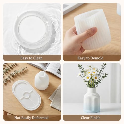 Image of Silicone Molds Set 3pcs Vase Bowl Tray Casting Molds DIY Craft | For resin, plaster, concrete and candle projects; flexible molds with smooth finish and easy release for handmade decor