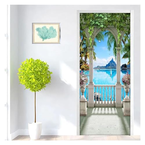 Paysage de balcon en sticker mural 3D pour transformer vos portes intérieures - 7