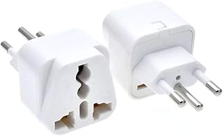 【2 PACKS】 - UK to BRAZIL and SOUTH AFRICA Travel Plug Adapter (Type N) - CE Certified - works in ALL of BRAZIL and PARTS of South Africa (MG LTD - WHITE)