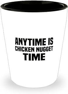 mmandiDESIGNS Anytime Is Chicken Nugget Time Shot Glass Clever Ceramic Drink Jigger Collectible