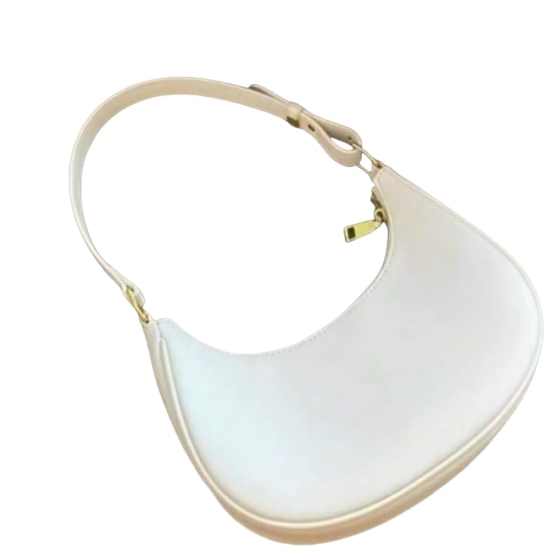 Baguete meia lua Bolsa Feminina Lateral Lisa(Branco)