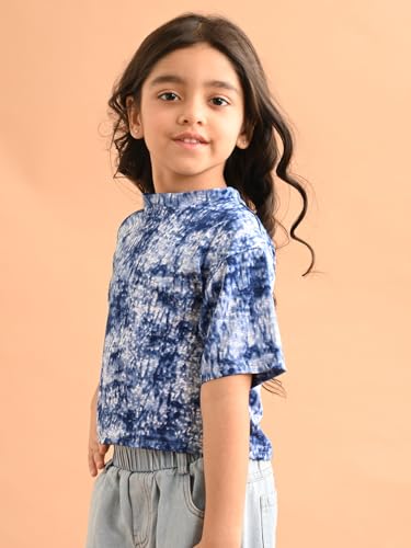 Image of LILPICKS Tie Dye Printed Drop Shoulder Loose Fit Top for Girls