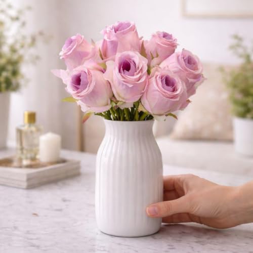 Image of SATYAM KRAFT 6 pcs Artificial Rose Flower Stick for - Home, Office, Bedroom, Balcony, Table Display, Living Room Decoration and Craft Corner, Diwali (Pack of 6) (Pink - 24)