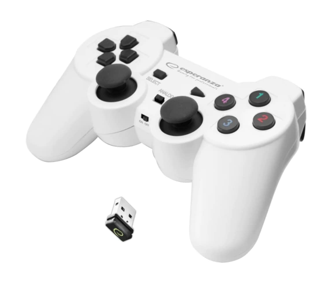 Esperanza EGG108W Wireless Gamepad 2,4 GHz PS3/PC, USB Gladiator, czarny/biały