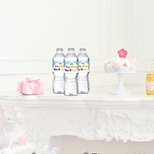 Oh The Places You'll Go Water Bottle Labels Stickers/Travel Themed Bottle Wrappers/Going Away/Retirement/Graduation/Farewell Party Water Labels Supplies Waterproof (Set Of 32) #TOP5