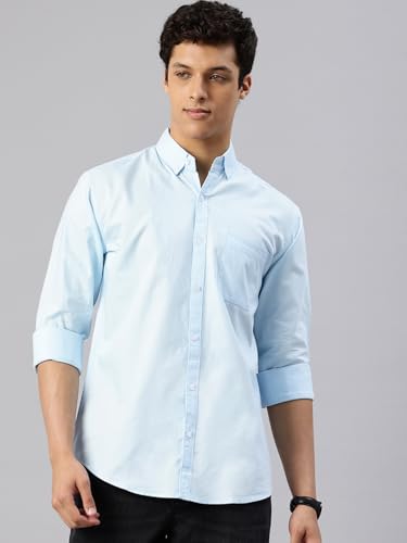 Image of Majestic Man Men's Solid Pure Cotton Casual Shirt - Slim Fit | Full Sleeves | Soft & Breathable Fabric