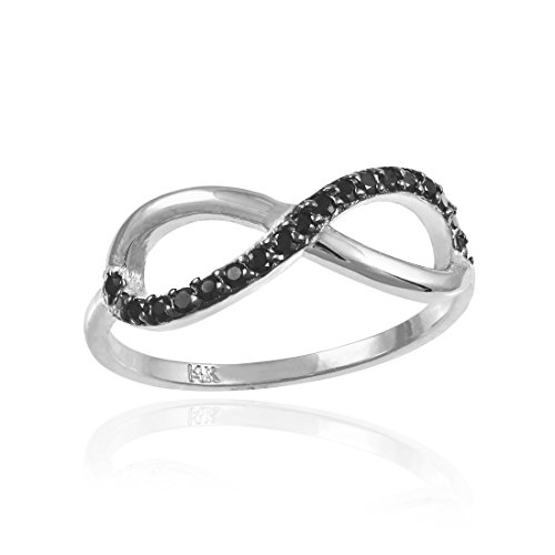 10k White Gold Infinity Ring with Black CZ for Women (16)