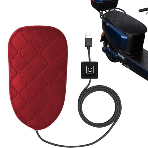 SHAIRMB Cuscino per Sella da Moto, Sella Riscaldata per Bicicletta Elettrica, Comodo Cuscino per Sella per Motoslitta, Facile da Installare E Rimuovere, per Motoslitta,Rosso,Electric Bicycles