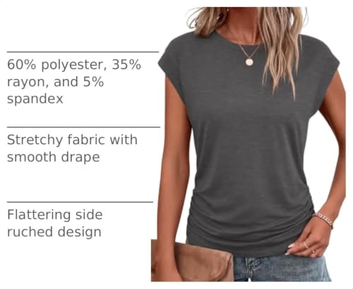 Image of Bliwov Womens Summer Tops Cap Sleeve Crew Neck Casual T Shirts