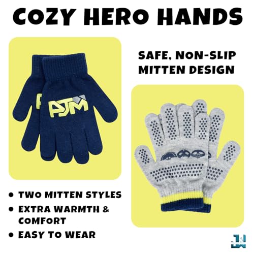 Image of PJ Masks Winter Hat and 2 Pair of Gloves or Mittens Set (Age 2-7)