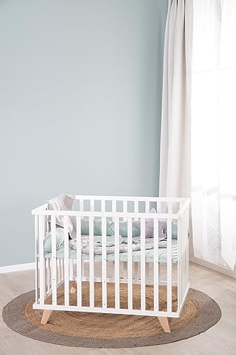 roba Laufgitter 'Lil Planet frosty green', 75x100 cm, Spielgitter inkl. Schutzeinlage und Holz weiß