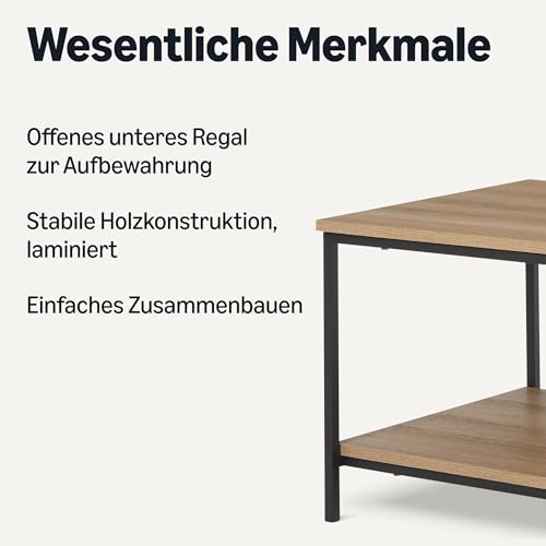 Amazon Basics Couchtisch Rechteckig Eiche, 50,5cm x 80cm x 42cm