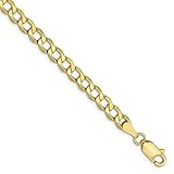 10k Yellow Gold 4.3mm Curb Cuban Link Bracelet - with Secure Lobster Lock Clasp 7'