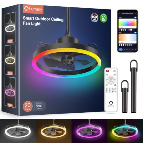 Lumary Smart Gazebo Ceiling Fan with Color Light Outdoor Alexa/APP Control