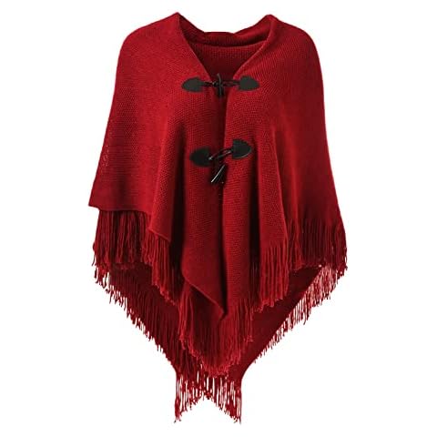 Ferand Women's Cozy Fringed Poncho Shawl Cover