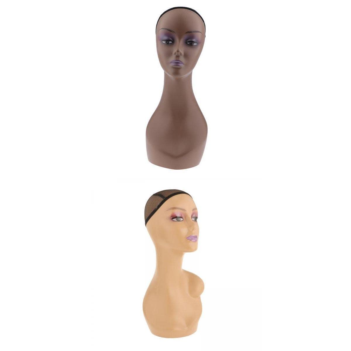 UJEAVETTE® Pack of 2 Female Mannequin Head with Full Makeup for Display Hair Hats Style D-image-27