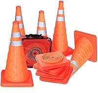 5 Stück Leitkegel Pylone Faltbar Warnkegel 45CM Kegel Set Für Bodenarbeit Mit Reflexstreifen (5 Stück 45cm Faltbar)