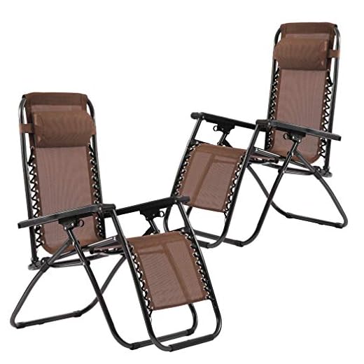 Set of 2 Zero Gravity Chairs Lounge Patio Chairs Outdoor Yard Beach (Brown)