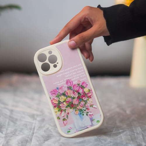 Image of PEEPERLY Back Cover Case for iPhone 15 Pro Scratch Resistant Anti-Slip TPU Shockproof Protective Durable Flower Painting Case for Girls & Women(Baby Pink)