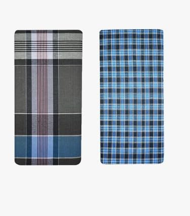 Set of - 2 Checked Design - Muliticolured Lungi - 2.10 Mtr Multicolour-picture-51