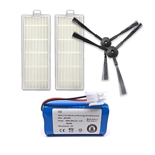 Peanutaso Recargable para ILIFE Batería + Filtro de Cepillo 14.8V 2800mAh Accesorios de aspiradora robótica para Chuwi para Ilife A4 A4s A6