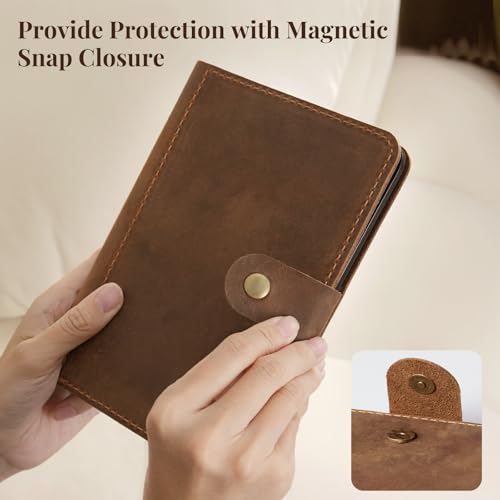 Image of CoBak Premium Genuine Cowhide Leather Case for 7 inch E-Readers - Smart Cover with Auto Sleep Wake Feature for E-Readers 2024 Released