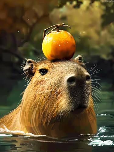 UPABLUNSO Diamond Painting Kits The Capybara with an Orange on