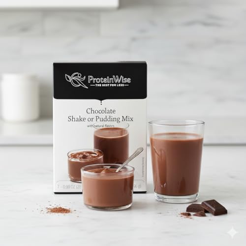 Image of PROTEINWISE Milk Chocolate Shake or Pudding, High Protein, Weight Loss Friendly, Low Carb, Health Snack, Bariatric and Diabetic Friendly, 7 /Box