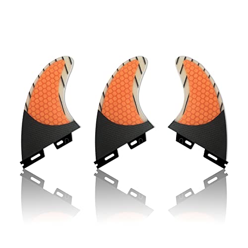 UPSURF Tabla de Surf Base FCS II G5/G7 Aletas Fibra de Vidrio Tri Fin Carbón Thruster Set Tener Panal para Surfear (Naranja G7)