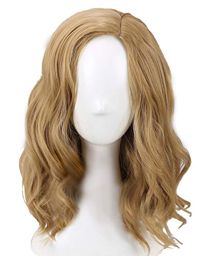 Carol Danvers Wig,Carol Danvers Cosplay Golden Wavy Curly for Women Girls