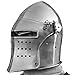 AnNafi® Barbuta Helmet | Renaissance Detachable Visor Barbute 16 Guage Functional Helmets Armor Silver | Armour Wearable for Adult | Medieval Costumes Helm SCA LARP Replica Costume