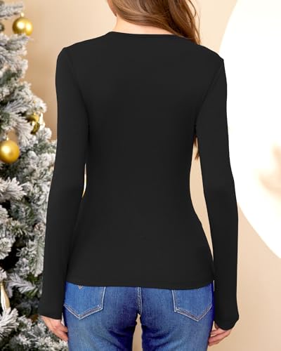 Sexy Cut Out Long Sleeve Tops for Women, Round Neck Ribbed Knit Fitted Tee T-Shirt,Open Chest Design for Going Out Tee3