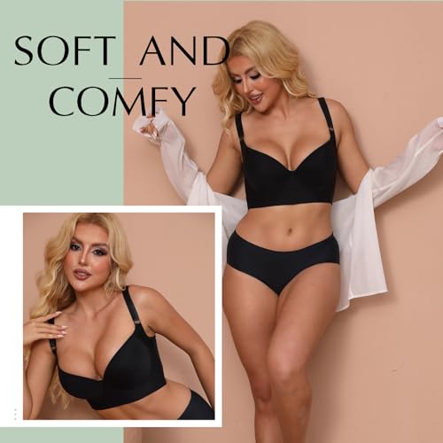 Simpyiss Honeylove Push Up Bra - Everyday Underwire Bra for Women (Black, 36B)