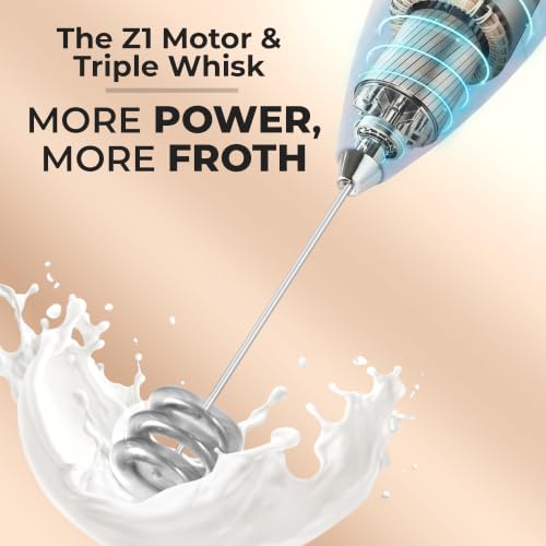 Image of Zulay Kitchen Powerful Milk Frother Wand With Duracell Batteries - Ultra Fast Handheld Drink Mixer - Electric Whisk Foam Maker for Coffee, Lattes, Cappuccino & Matcha - Triple Whisk - Orchid Lilac